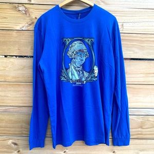 Mens Long Sleeve Graphic T-Shirt Blue Size Large